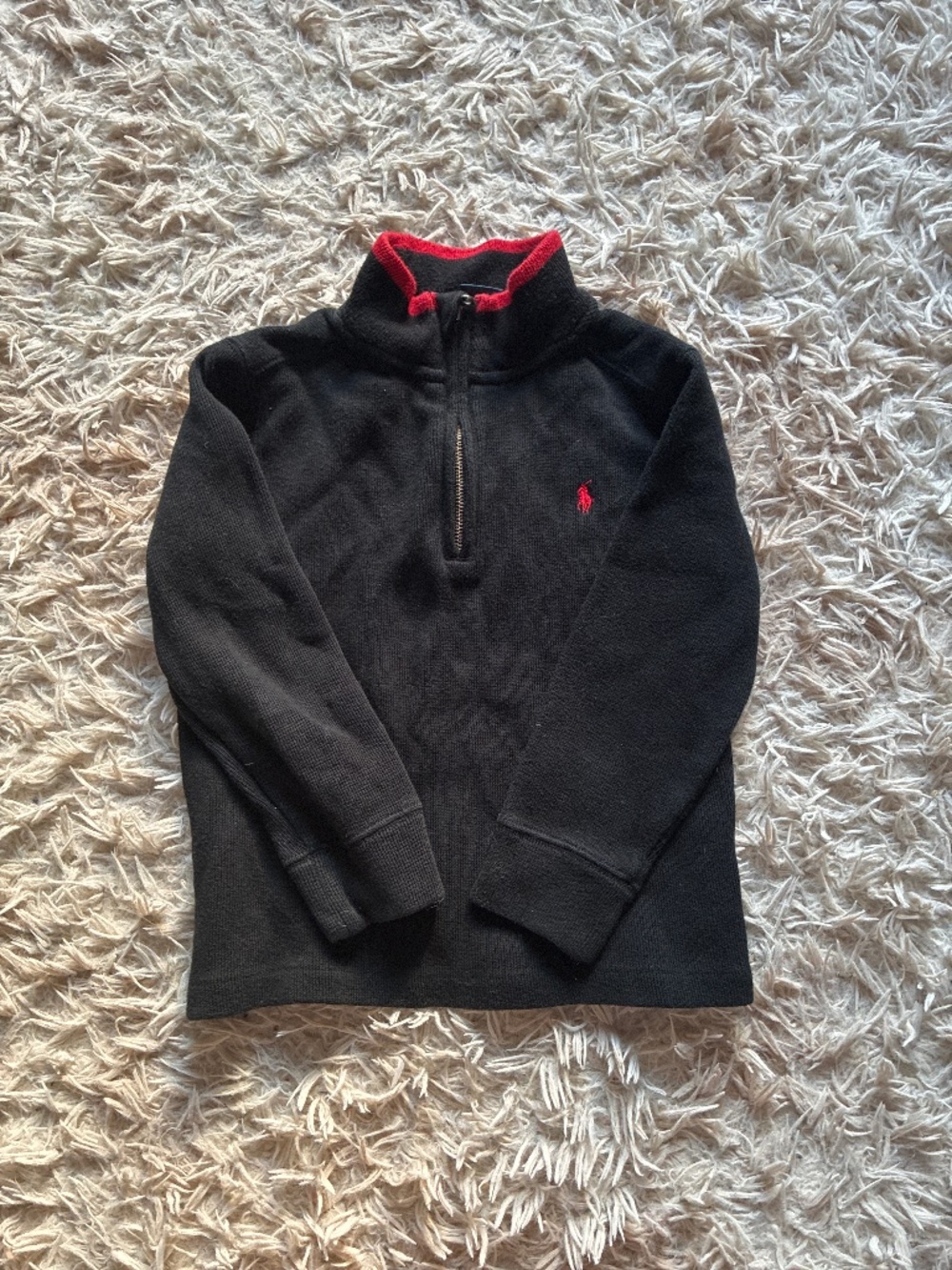 Polo by Ralph Lauren Boys Black Quarter Zip Sweater Size 5